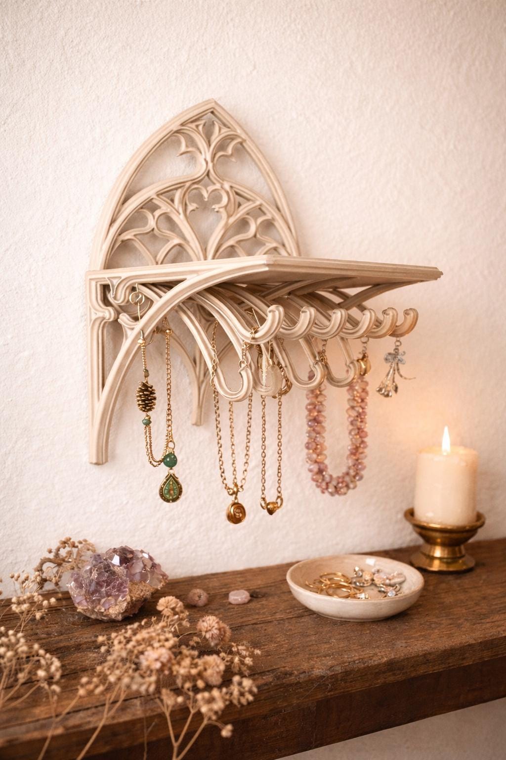 Gothic Arch Wall Shelf & Jewellery Organiser