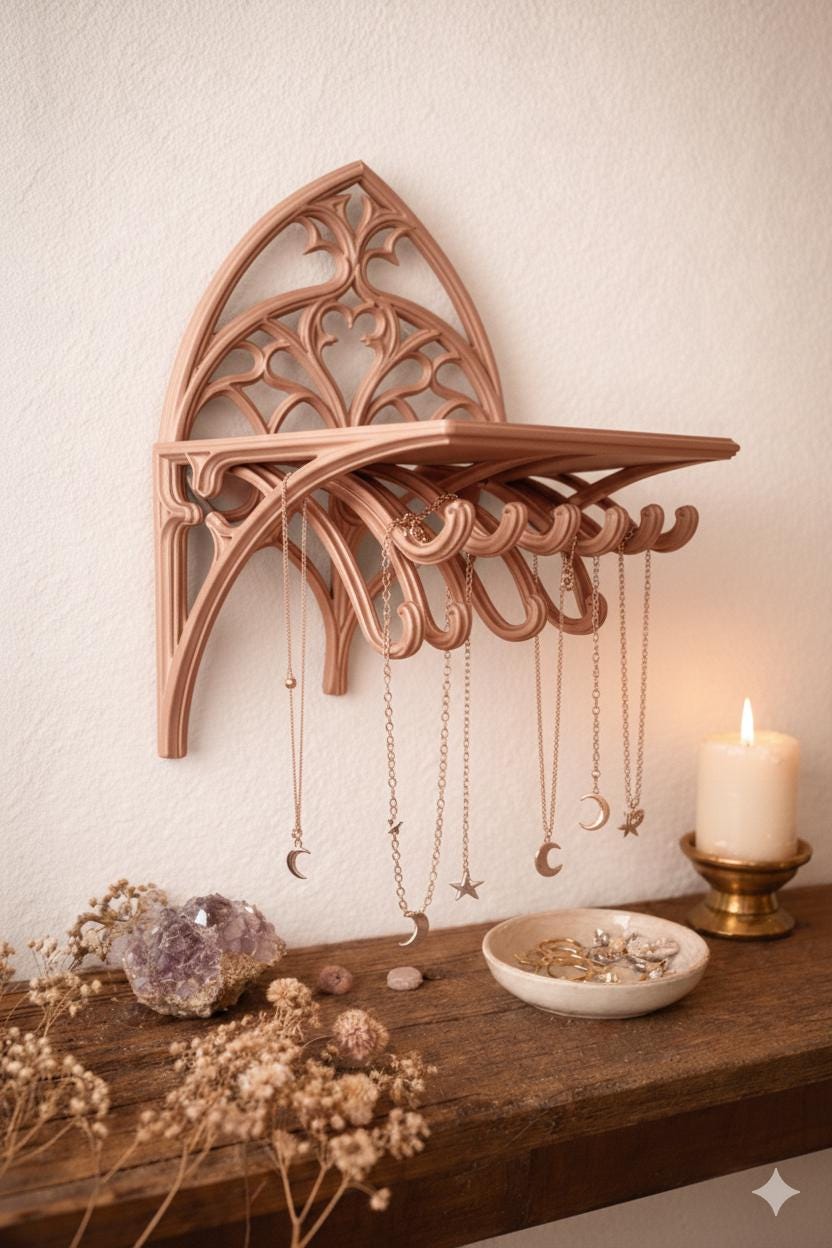 Gothic Arch Wall Shelf & Jewellery Organiser
