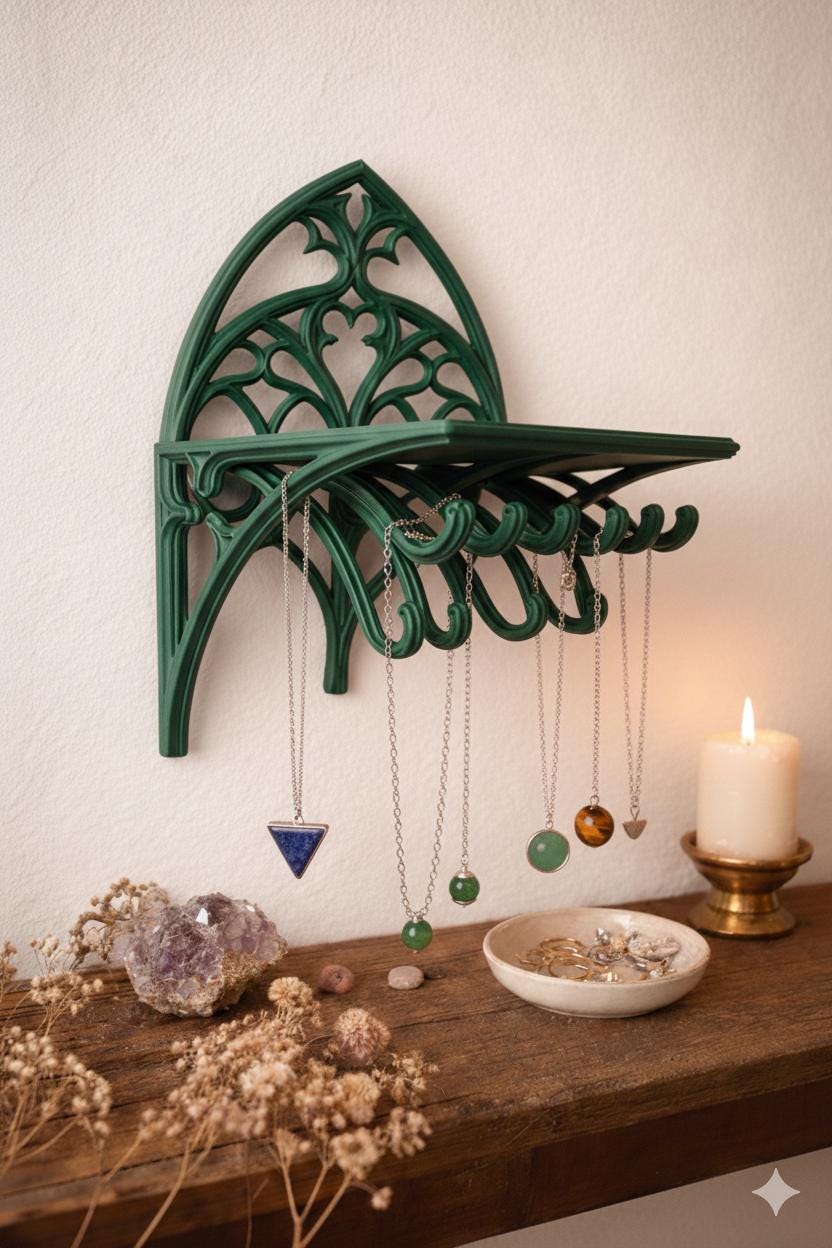 Gothic Arch Wall Shelf & Jewellery Organiser