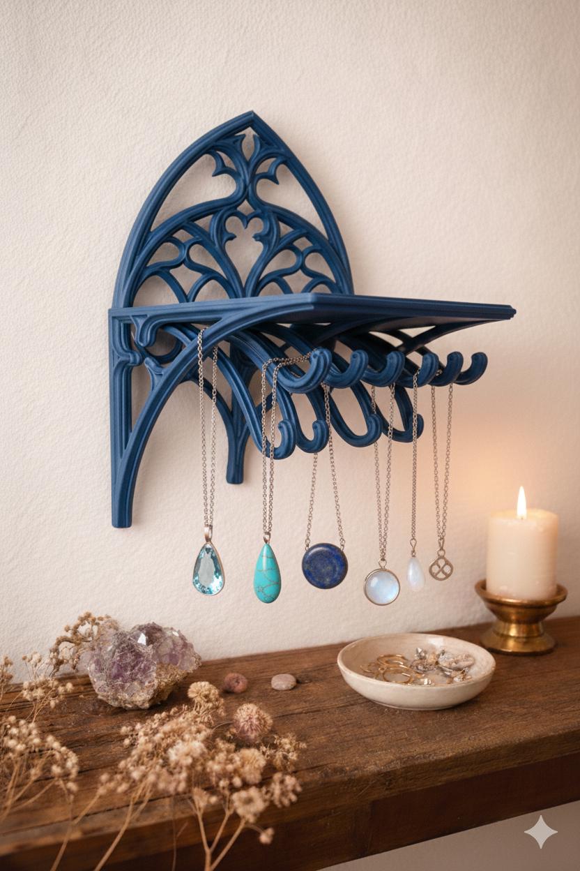 Gothic Arch Wall Shelf & Jewellery Organiser