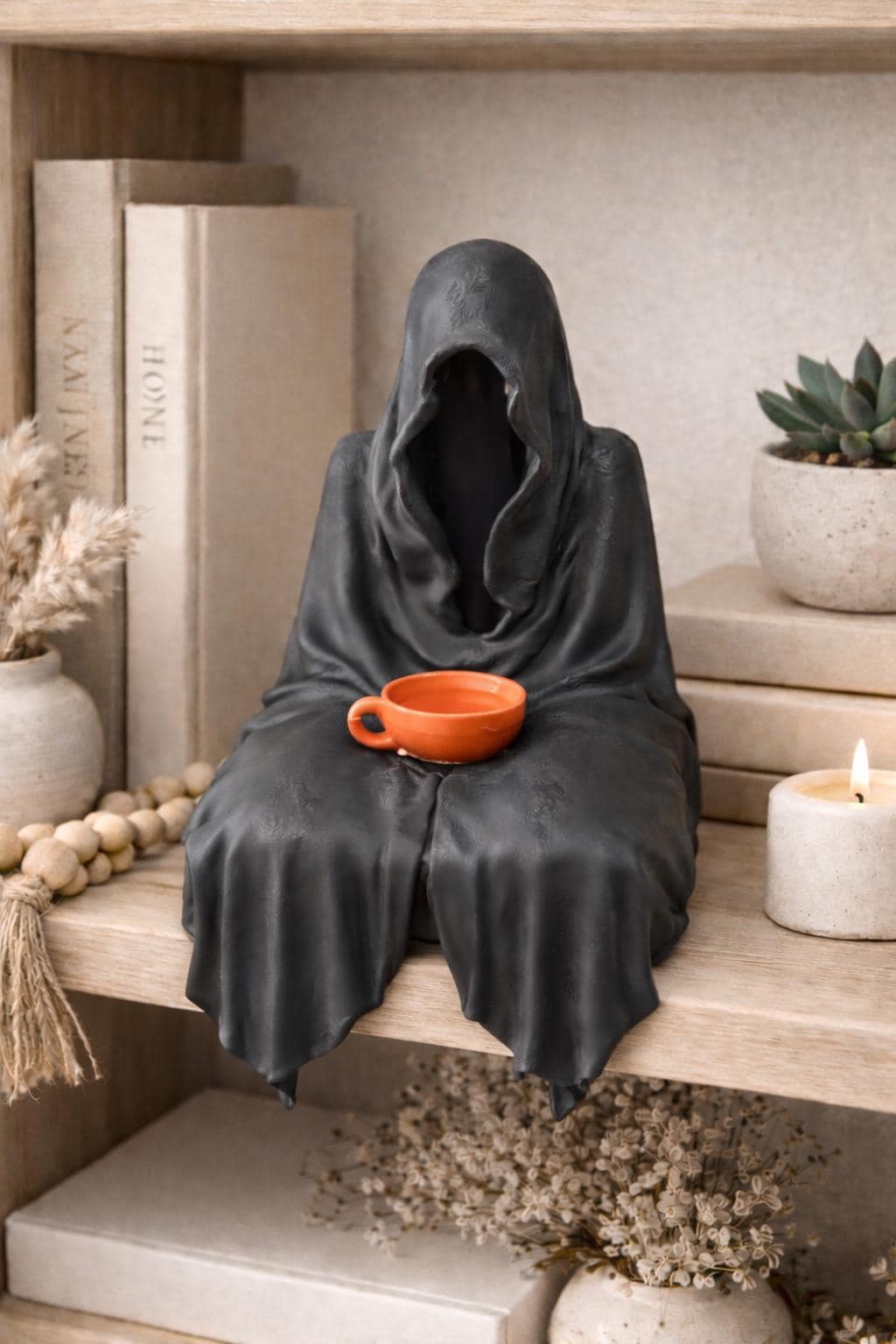 Suriel with Tea, black reaper shelf sitter ornament