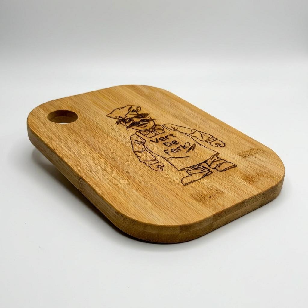 Chef Character Bamboo Cutting Board | Compact, Sustainable Kitchen Gift 20cm x 15cm