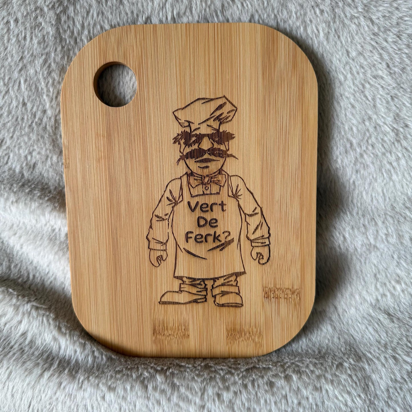 Chef Character Bamboo Cutting Board | Compact, Sustainable Kitchen Gift 20cm x 15cm