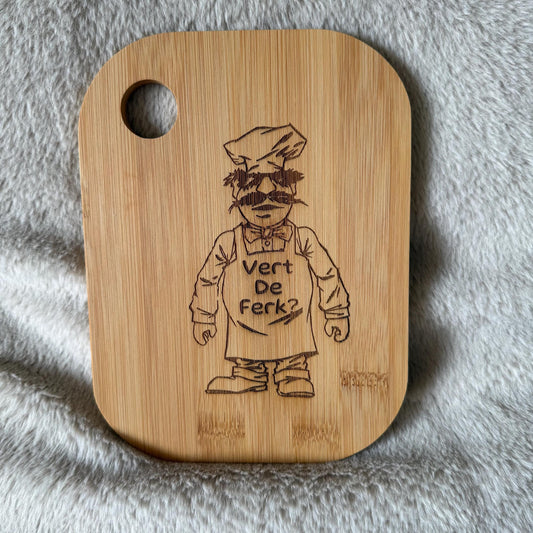 Chef Character Bamboo Cutting Board | Compact, Sustainable Kitchen Gift 20cm x 15cm