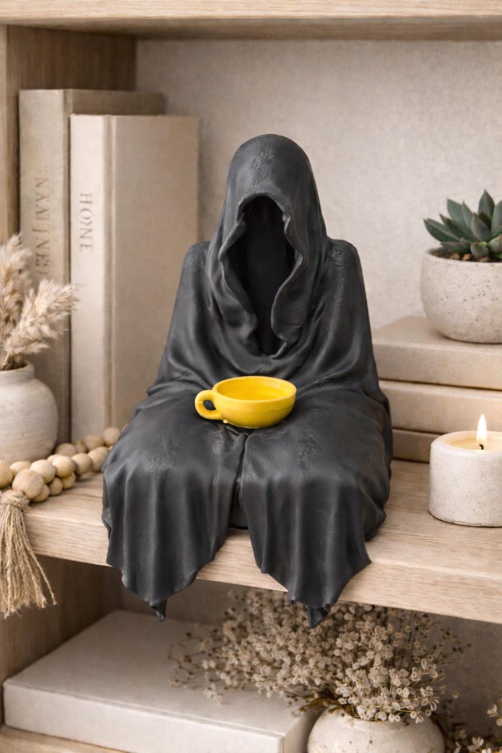 Suriel with Tea, black reaper shelf sitter ornament