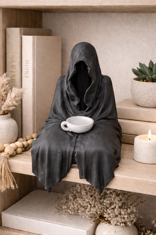 Suriel with Tea, black reaper shelf sitter ornament