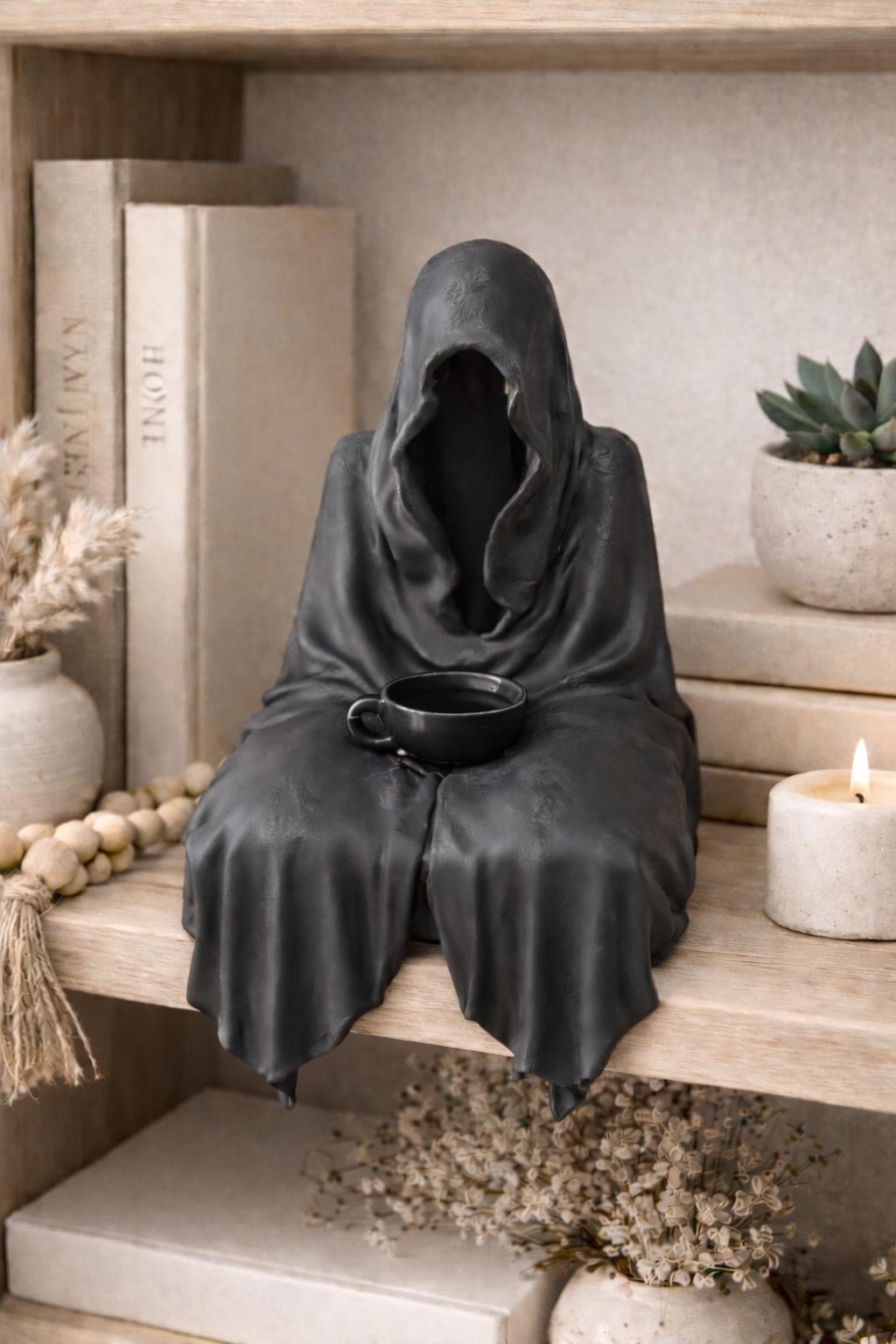 Suriel with Tea, black reaper shelf sitter ornament