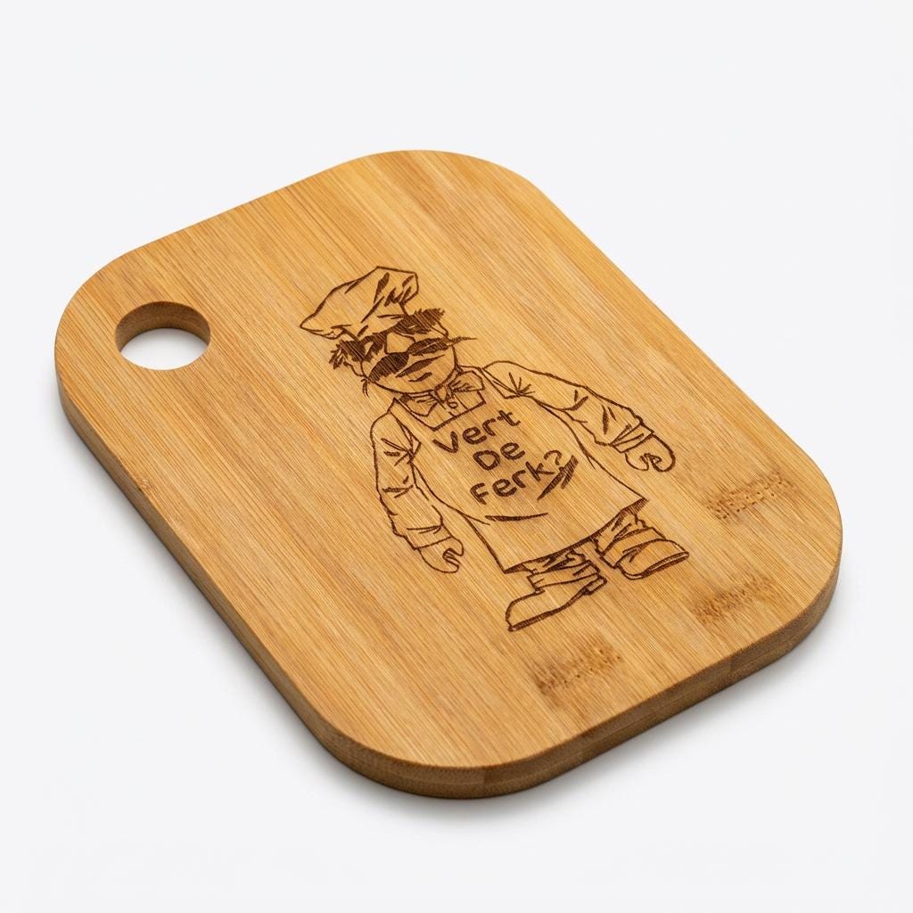Chef Character Bamboo Cutting Board | Compact, Sustainable Kitchen Gift 20cm x 15cm