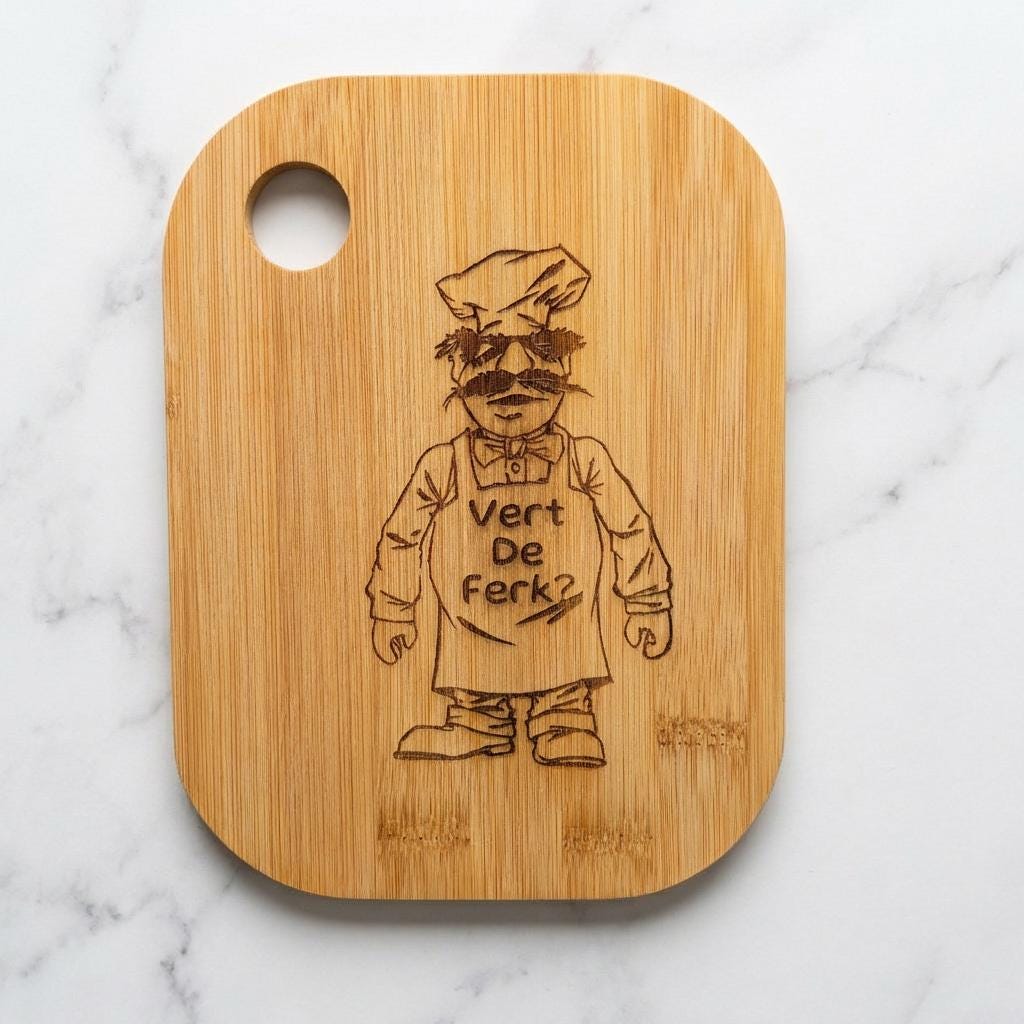 Chef Character Bamboo Cutting Board | Compact, Sustainable Kitchen Gift 20cm x 15cm