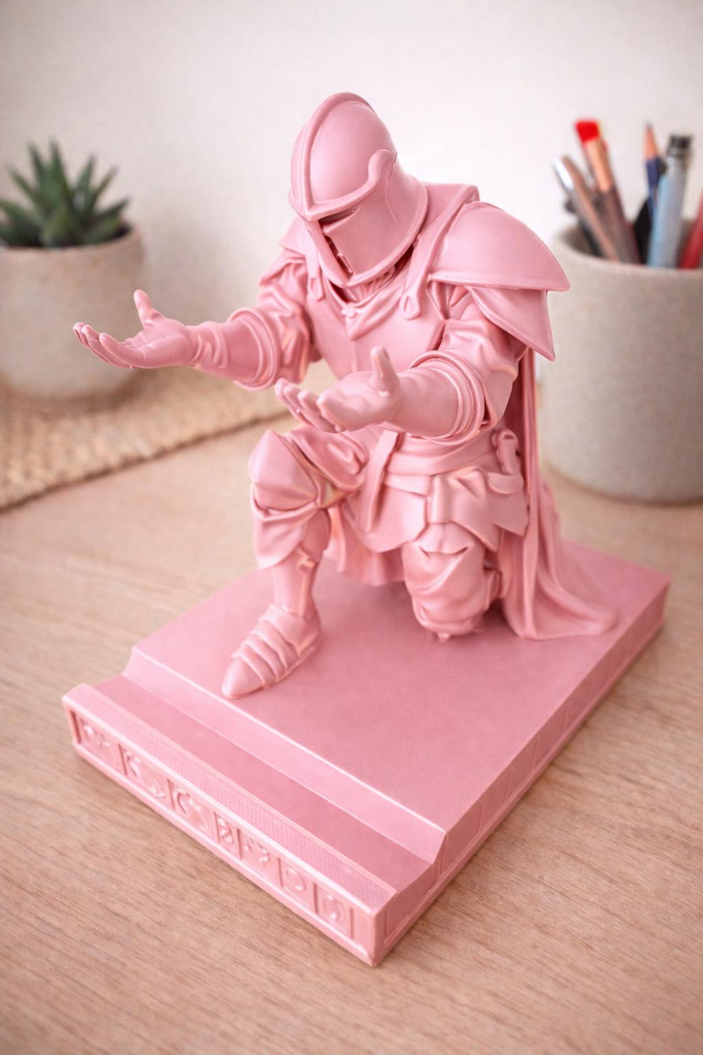 3D Printed Knight Pen Holder | Golden Medieval Desk Decor
