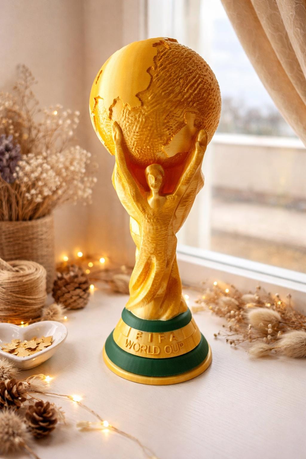 World Cup Trophy Replica 38cm | Football Fan Gift | Soccer Trophy Ornament | Man Cave Decor | Match Day Centrepiece