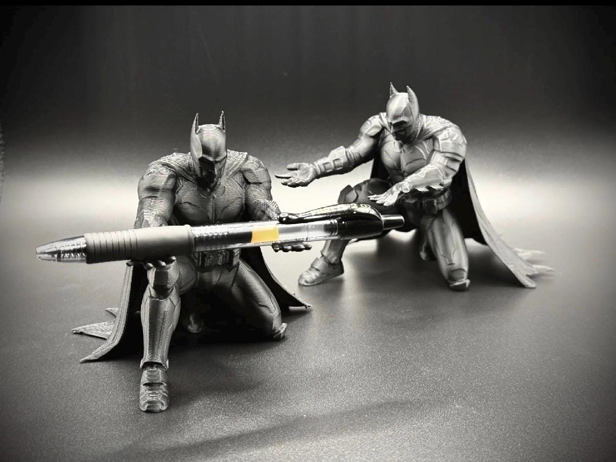 Bat Pen man holder- in style of comic figure. Father day gift.
