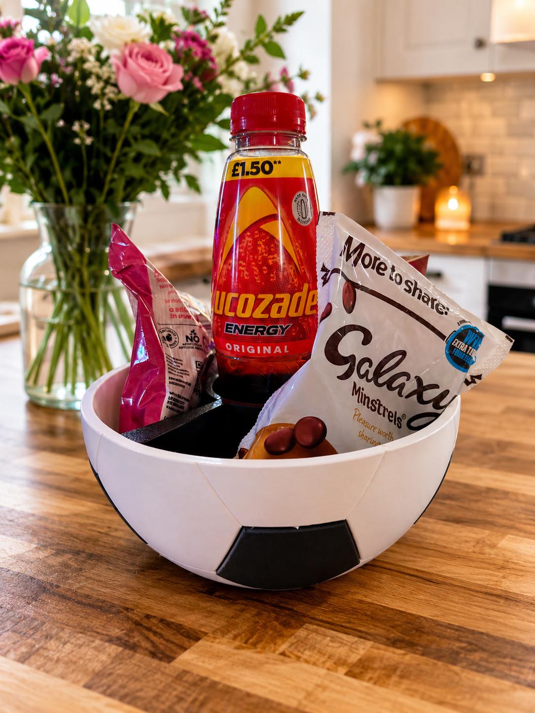 Football Snack Bowl. Divider party bowl, World Cup or birthday party.
