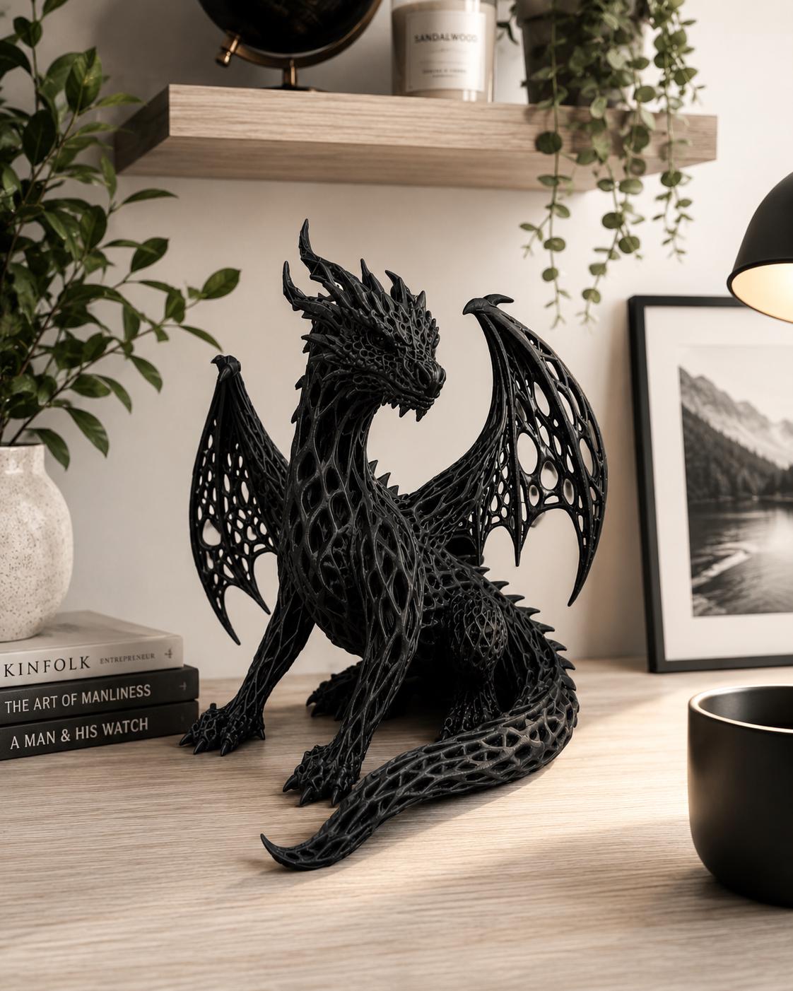 Dragon ornament, 3d printed, Mystical creature decor.