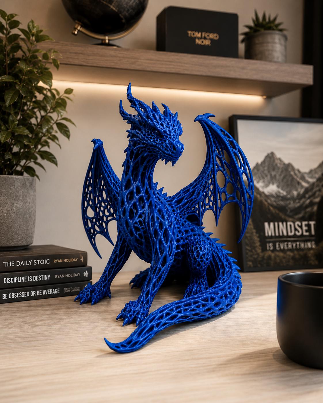 Dragon ornament, 3d printed, Mystical creature decor.