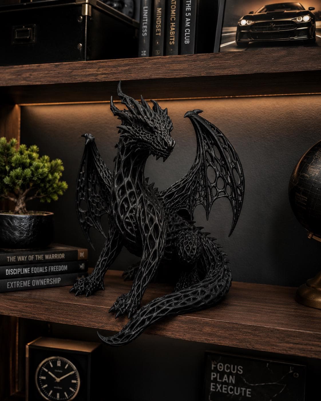 Dragon ornament, 3d printed, Mystical creature decor.