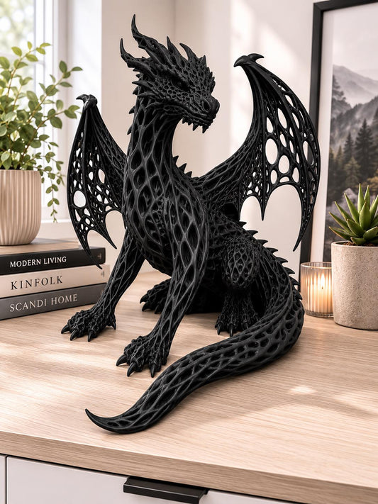 Dragon ornament, 3d printed, Mystical creature decor.